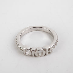 Christian Dior Logo Silver Rhinestone Ring Size M Costume Jewellery Christian Dior Logo Silver Rhinestone Ring Size M Costume Jewellery
