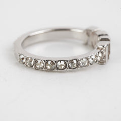 Christian Dior Logo Silver Rhinestone Ring Size M Costume Jewellery Christian Dior Logo Silver Rhinestone Ring Size M Costume Jewellery