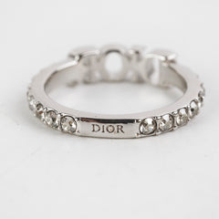 Christian Dior Logo Silver Rhinestone Ring Size M Costume Jewellery Christian Dior Logo Silver Rhinestone Ring Size M Costume Jewellery