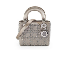 Christian Dior Mini Lady Dior Satin Grey Crystal Christian Dior Mini Lady Dior Satin Grey Crystal