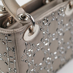 Christian Dior Mini Lady Dior Satin Grey Crystal Christian Dior Mini Lady Dior Satin Grey Crystal