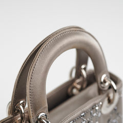 Christian Dior Mini Lady Dior Satin Grey Crystal Christian Dior Mini Lady Dior Satin Grey Crystal