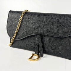 Christian Dior Long Saddle Wallet On Chain WOC Black Christian Dior Long Saddle Wallet On Chain WOC Black