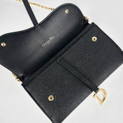 Christian Dior Long Saddle Wallet On Chain WOC Black Christian Dior Long Saddle Wallet On Chain WOC Black
