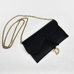 Christian Dior Long Saddle Wallet On Chain WOC Black Christian Dior Long Saddle Wallet On Chain WOC Black