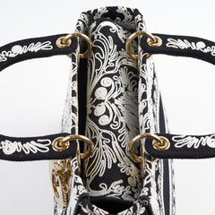 Christian Dior Medium Lady D-Lite Embroidered Bag Black/White Christian Dior Medium Lady D-Lite Embroidered Bag Black/White