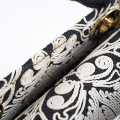 Christian Dior Medium Lady D-Lite Embroidered Bag Black/White Christian Dior Medium Lady D-Lite Embroidered Bag Black/White