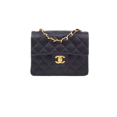Chanel Vintage Satin Mini Square Black Serial 2 Chanel Vintage Satin Mini Square Black Serial 2