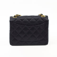 Chanel Vintage Satin Mini Square Black Serial 2 Chanel Vintage Satin Mini Square Black Serial 2
