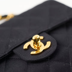 Chanel Vintage Satin Mini Square Black Serial 2 Chanel Vintage Satin Mini Square Black Serial 2