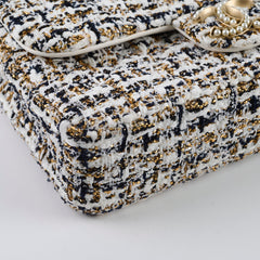 Chanel Tweed & Pearl Westminster Flap Bag Gold/White/Black Chanel Tweed & Pearl Westminster Flap Bag Gold/White/Black