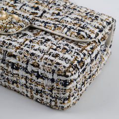 Chanel Tweed & Pearl Westminster Flap Bag Gold/White/Black Chanel Tweed & Pearl Westminster Flap Bag Gold/White/Black