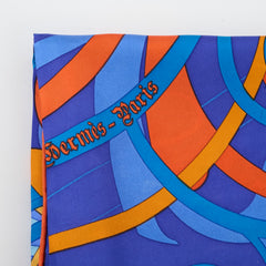 Hermes 90 x 90 Silk Scarf Carre Comme Histoire Blue/Brun Hermes 90 x 90 Silk Scarf Carre Comme Histoire Blue/Brun