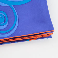 Hermes 90 x 90 Silk Scarf Carre Comme Histoire Blue/Brun Hermes 90 x 90 Silk Scarf Carre Comme Histoire Blue/Brun