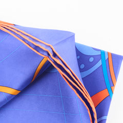 Hermes 90 x 90 Silk Scarf Carre Comme Histoire Blue/Brun Hermes 90 x 90 Silk Scarf Carre Comme Histoire Blue/Brun