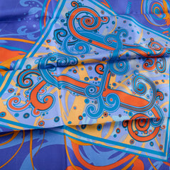 Hermes 90 x 90 Silk Scarf Carre Comme Histoire Blue/Brun Hermes 90 x 90 Silk Scarf Carre Comme Histoire Blue/Brun