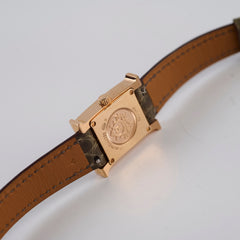 Hermes Heure H 21mm Mini Model Watch Rose Gold with Diamonds (Alligator Strap - Gris Elephant Grey) Hermes Heure H 21mm Mini Model Watch Rose Gold with Diamonds (Alligator Strap - Gris Elephant Grey)