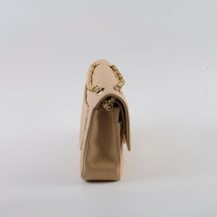 Chanel Caviar Medium/Large Double Classic Flap GHW Beige Chanel Caviar Medium/Large Double Classic Flap GHW Beige