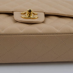 Chanel Caviar Medium/Large Double Classic Flap GHW Beige Chanel Caviar Medium/Large Double Classic Flap GHW Beige