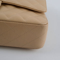 Chanel Caviar Medium/Large Double Classic Flap GHW Beige Chanel Caviar Medium/Large Double Classic Flap GHW Beige