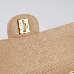 Chanel Caviar Medium/Large Double Classic Flap GHW Beige Chanel Caviar Medium/Large Double Classic Flap GHW Beige