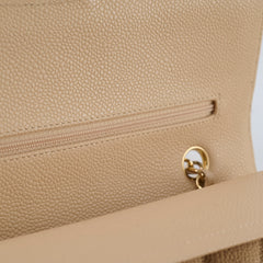 Chanel Caviar Medium/Large Double Classic Flap GHW Beige Chanel Caviar Medium/Large Double Classic Flap GHW Beige