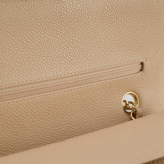 Chanel Caviar Medium/Large Double Classic Flap GHW Beige Chanel Caviar Medium/Large Double Classic Flap GHW Beige