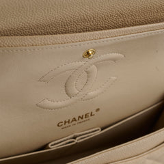 Chanel Caviar Medium/Large Double Classic Flap GHW Beige Chanel Caviar Medium/Large Double Classic Flap GHW Beige