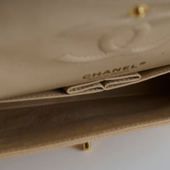 Chanel Caviar Medium/Large Double Classic Flap GHW Beige Chanel Caviar Medium/Large Double Classic Flap GHW Beige