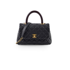 Chanel Caviar Mini Coco Handle with Lizard Top Handle Black Chanel Caviar Mini Coco Handle with Lizard Top Handle Black