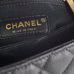 Chanel Caviar Mini Coco Handle with Lizard Top Handle Black Chanel Caviar Mini Coco Handle with Lizard Top Handle Black
