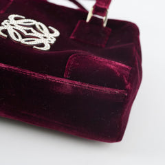 Loewe Mini Amazona Burgundy Velvet with Crystal Anagram Loewe Mini Amazona Burgundy Velvet with Crystal Anagram