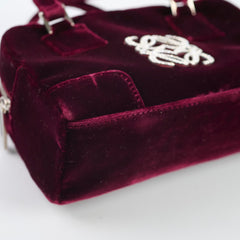 Loewe Mini Amazona Burgundy Velvet with Crystal Anagram Loewe Mini Amazona Burgundy Velvet with Crystal Anagram