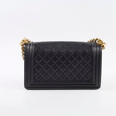 Chanel New Medium Boy Bag Black Lambskin GHW Chanel New Medium Boy Bag Black Lambskin GHW