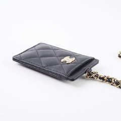 Chanel Card Holder On Chain Caviar Black 2021 Chanel Card Holder On Chain Caviar Black 2021