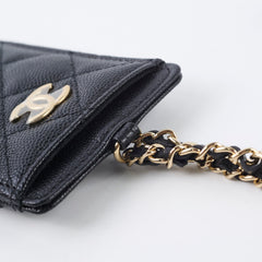 Chanel Card Holder On Chain Caviar Black 2021 Chanel Card Holder On Chain Caviar Black 2021