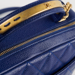 Chanel Blue Leather Caviar Blue Bowling Bag Chanel Blue Leather Caviar Blue Bowling Bag