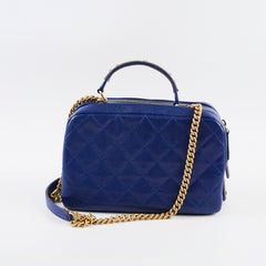 Chanel Blue Leather Caviar Blue Bowling Bag Chanel Blue Leather Caviar Blue Bowling Bag