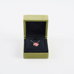 Van Cleef & Arpels Alhambra Pink Rhodonite Diamond Necklace Holiday Pendant 2021 Van Cleef & Arpels Alhambra Pink Rhodonite Diamond Necklace Holiday Pendant 2021
