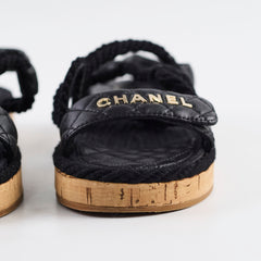 Chanel Raffia Sandals Black - Size 40 Chanel Raffia Sandals Black - Size 40