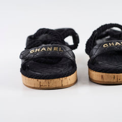 Chanel Raffia Sandals Black - Size 40 Chanel Raffia Sandals Black - Size 40