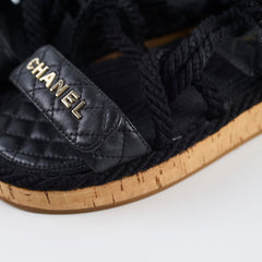 Chanel Raffia Sandals Black - Size 40 Chanel Raffia Sandals Black - Size 40