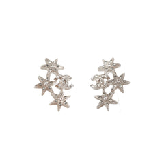 Chanel Star Logo Rhinestone Silver Earrings Costume Jewellery Chanel Star Logo Rhinestone Silver Earrings Costume Jewellery
