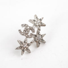 Chanel Star Logo Rhinestone Silver Earrings Costume Jewellery Chanel Star Logo Rhinestone Silver Earrings Costume Jewellery