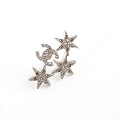 Chanel Star Logo Rhinestone Silver Earrings Costume Jewellery Chanel Star Logo Rhinestone Silver Earrings Costume Jewellery