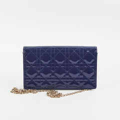 Christian Dior Navy Patent Wallet On Chain