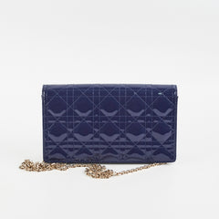 Christian Dior Navy Patent Wallet On Chain Christian Dior Navy Patent Wallet On Chain