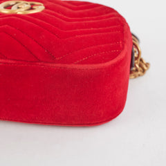 Gucci Small Marmont Velvet Red