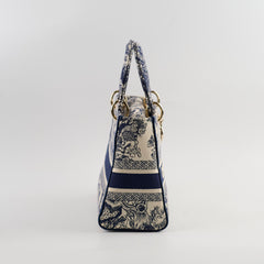 Christian Dior Medium Lady D-Lite Bag Blue/White Christian Dior Medium Lady D-Lite Bag Blue/White