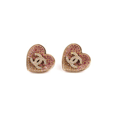 Chanel Pink Heart Logo Earrings Custome Jewellery Chanel Pink Heart Logo Earrings Custome Jewellery
